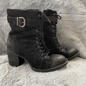 Born Lace up Heeled Boots with side zip